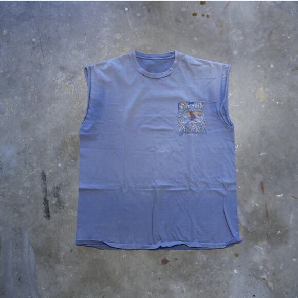 2017 Laconia Cutoff Thrashed Faded Flame Bald Eagle Bike Week Tee - Picture 2 of 6